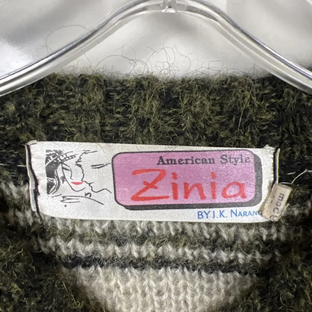 Vintage Zinia JK Narang Sz 38 Medium Mohair Blend‎ Geometric 80s Chunky Sweater